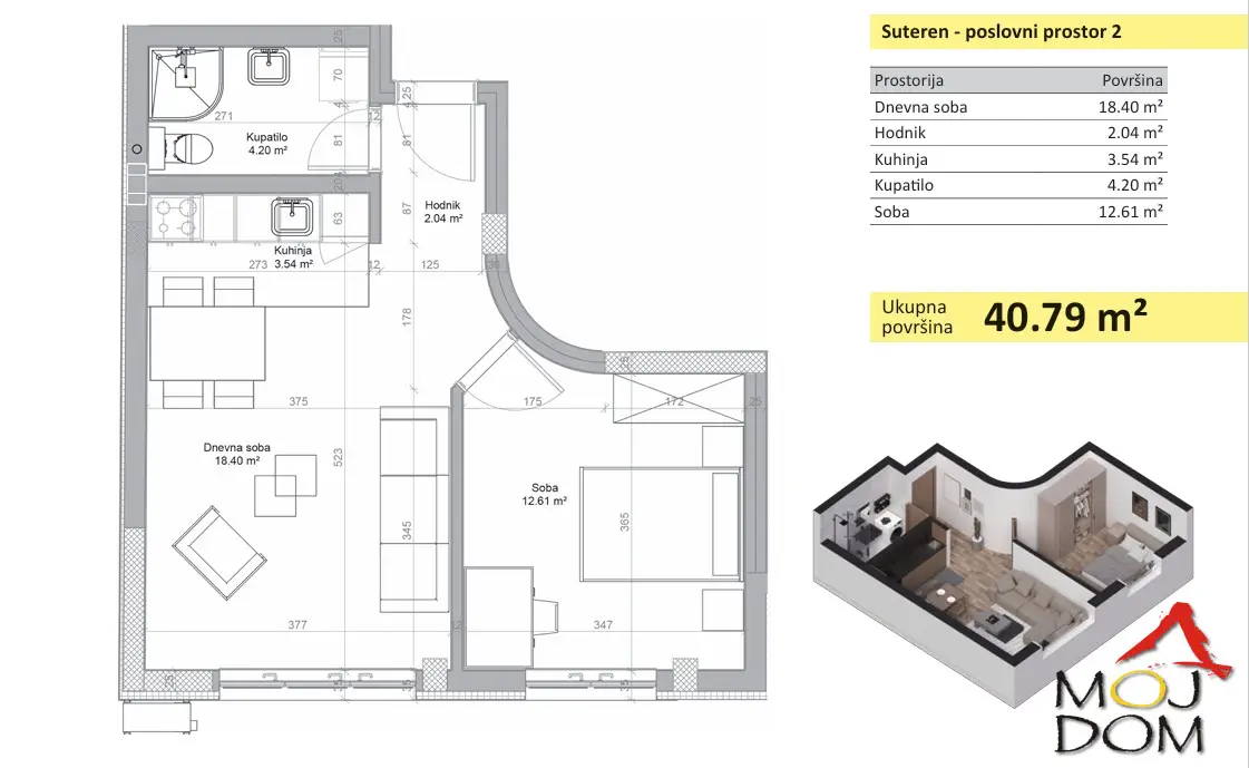 Modern office spaces for sale in the basement of a building under construction, located at a prime spot on the border between Novo Naselje and Satellite. The project is designed to provide a high level of comfort and functionality, with completion planned for July 2024.