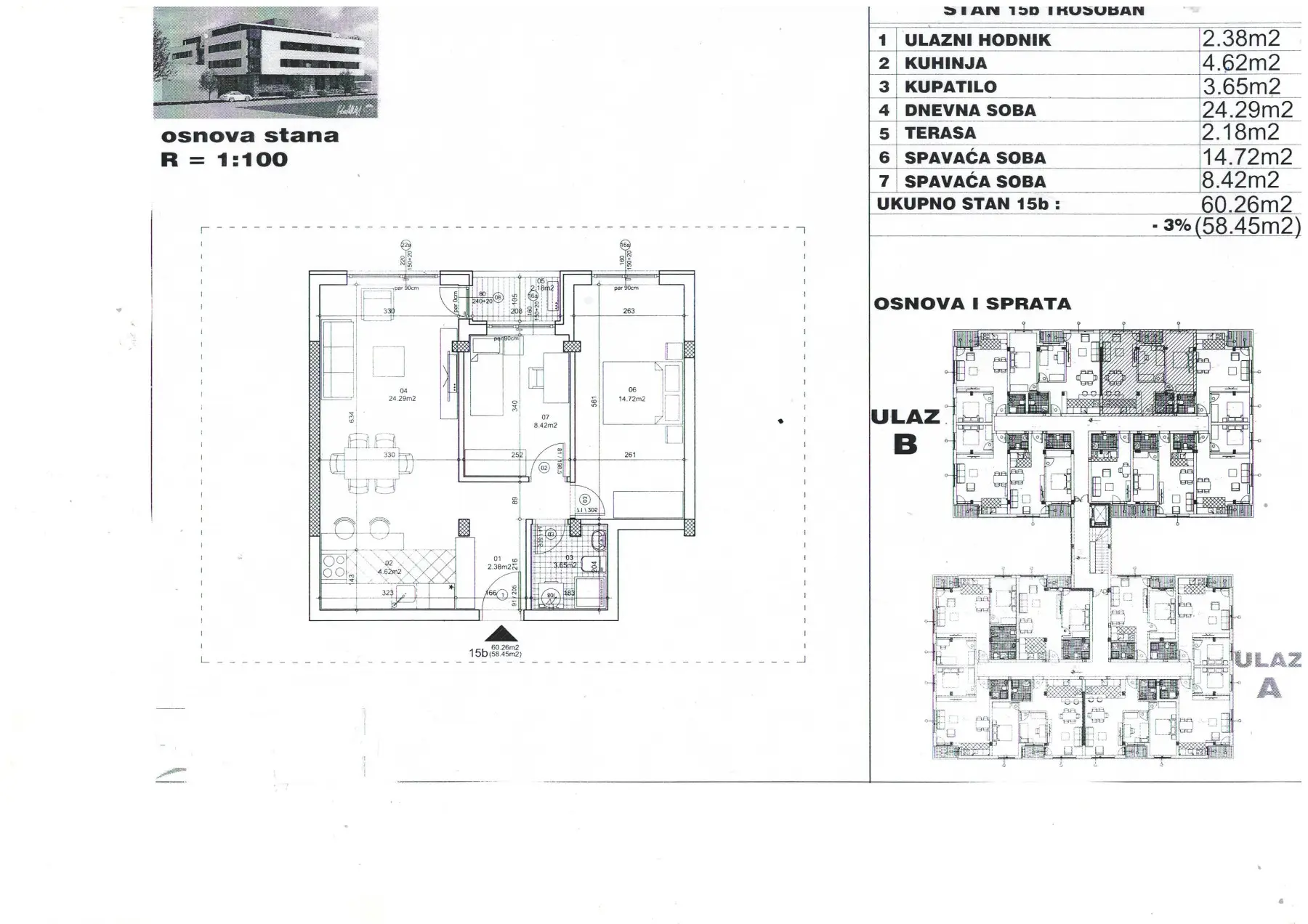 Novi Sad, Telep, new quickly move-in ready three-room apartment with excellent layout. Price 145700 with VAT (Bomil Nekretnine, Novi Sad, R