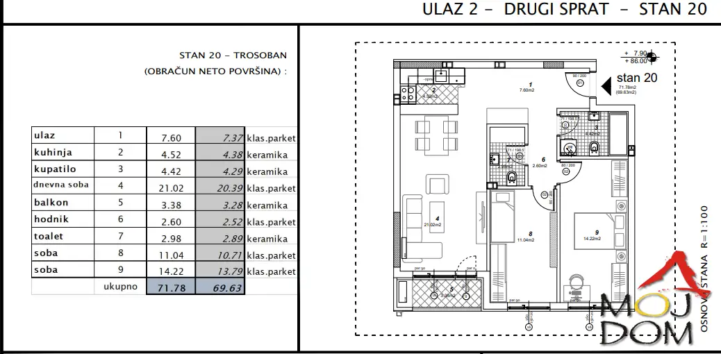 Stan 70m² — Telep, Novi Sad