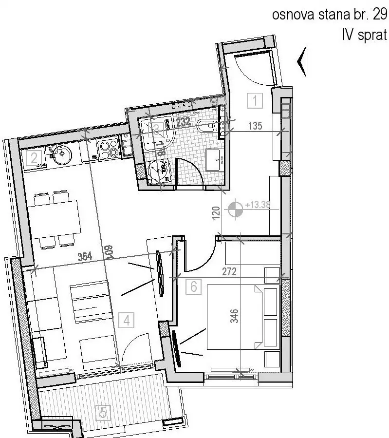 NOVI SAD. PODBARA. ONE AND A HALF ROOM APARTMENT. WITH VAT (Svet nekretnine, Novi Sad, Reg. no. 405)