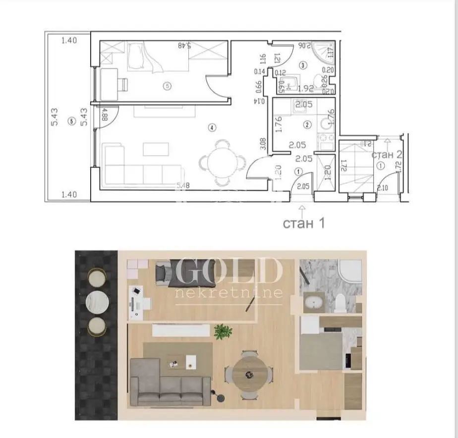 Sremska Kamenica-One-Room, Move-in by the end of 2025! ID#10598