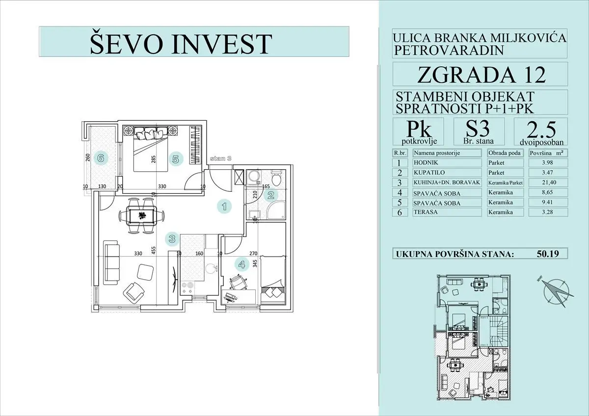 NOVI SAD. PETROVARADIN. TWO AND A HALF ROOM APARTMENT. WITH VAT (Svet nekretnine, Novi Sad, Reg. no. 405)