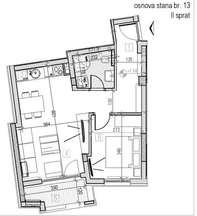 NOVI SAD. PODBARA. ONE AND A HALF ROOM APARTMENT. WITH VAT (Svet nekretnine, Novi Sad, Reg. no. 405)