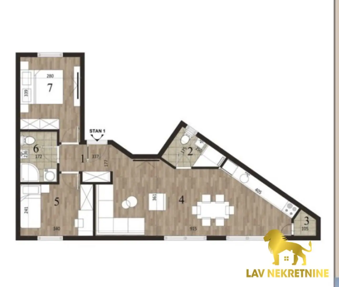 Excellent two-and-a-half-room apartment for sale in Novo Naselje, under construction. The apartment is on the ground floor of a smaller building