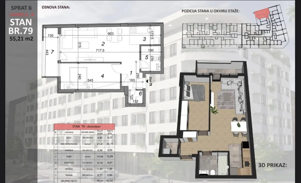 Stan 55m² — Sajmište, Novi Sad