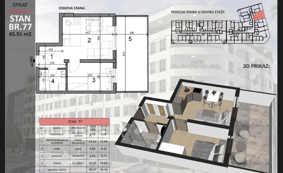 Stan 45m² — Sajmište, Novi Sad