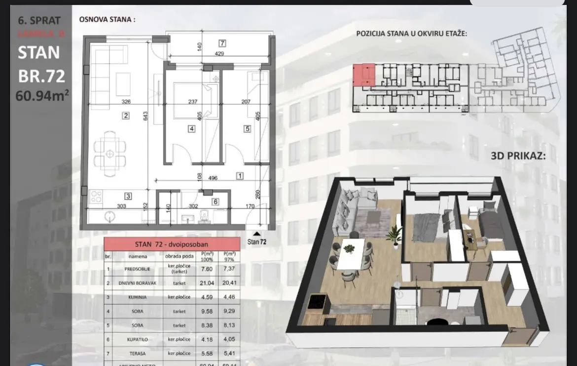 Stan 60m² — Sajmište, Novi Sad