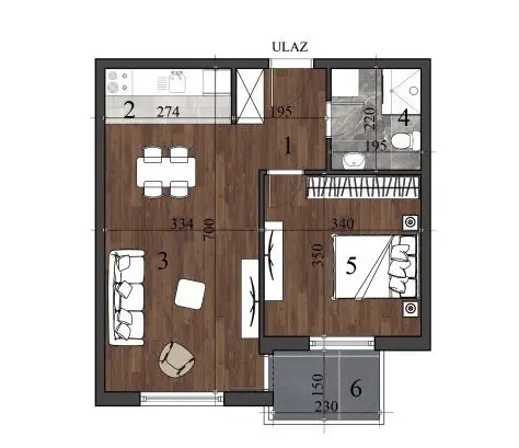 Stan 46m² — Detelinara, Novi Sad