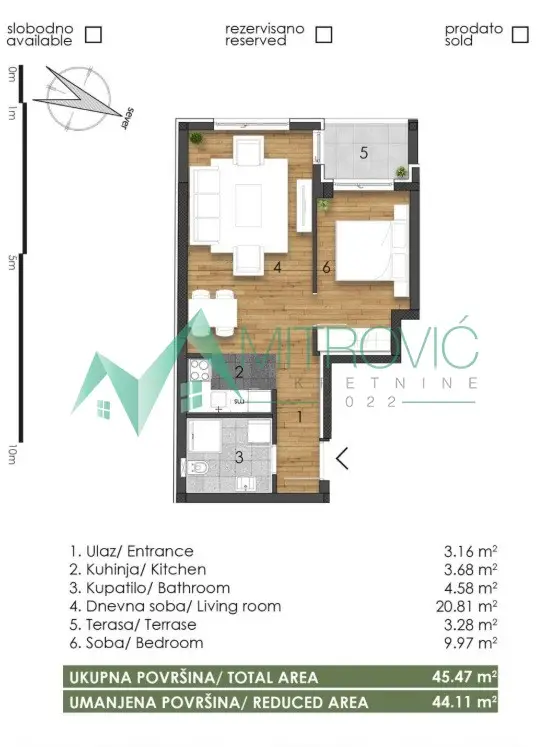 Stan 44m² — Telep, Novi Sad