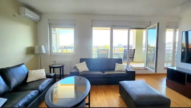 NOVI SAD. TELEP. FOUR ROOM APARTMENT. FULLY FURNISHED. IKEA FURNITURE, 4 AIR CONDITIONERS, LEATHER SET. REGISTERED 119M2. THREE