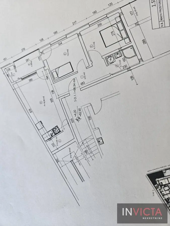 Three-room apartment under construction in the center