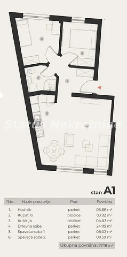 Podbara-Direct Sale-Three-room apartment 57 m2 in a desirable Top Location-possibility of VAT refund-065/385 8880