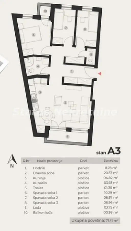 Stan 71m² — Podbara, Novi Sad
