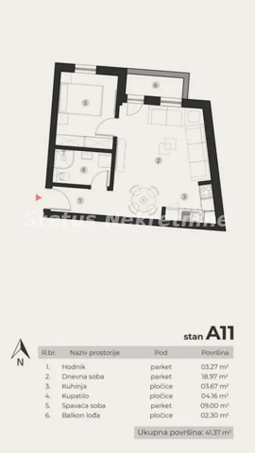 Stan 41m² — Podbara, Novi Sad