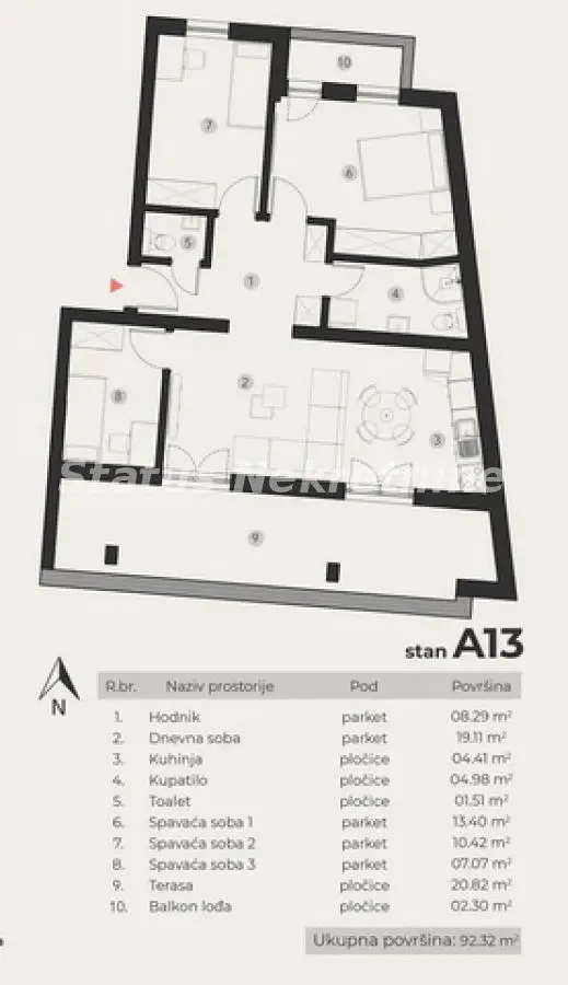 Podbara-direct sale-Four-room apartment 92 m2 with Large Terrace-possibility of VAT refund-065/385 8880
