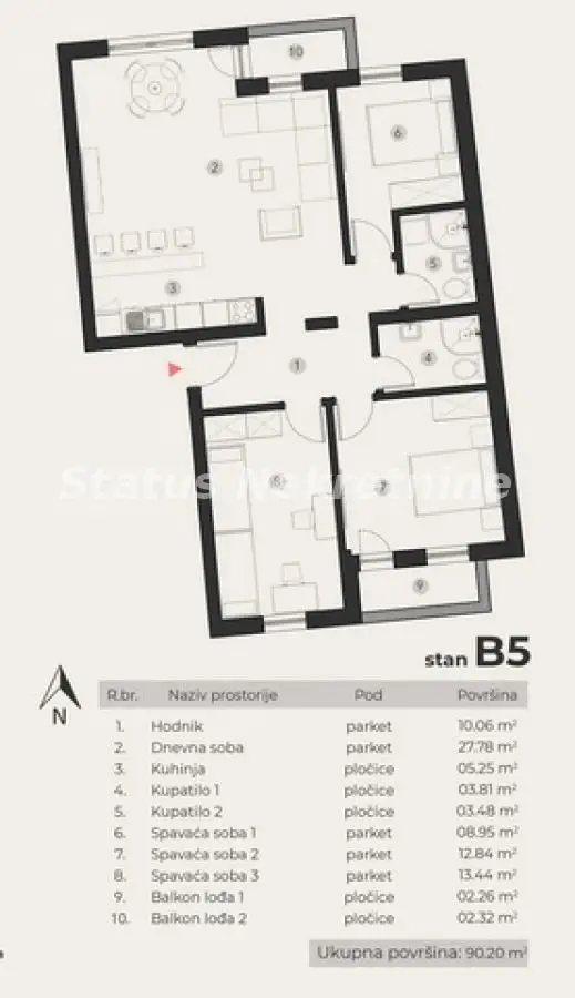 Podbara-direct sale-Four-room apartment 90 m2 in a desirable top location-possibility of VAT refund-065/385 8880