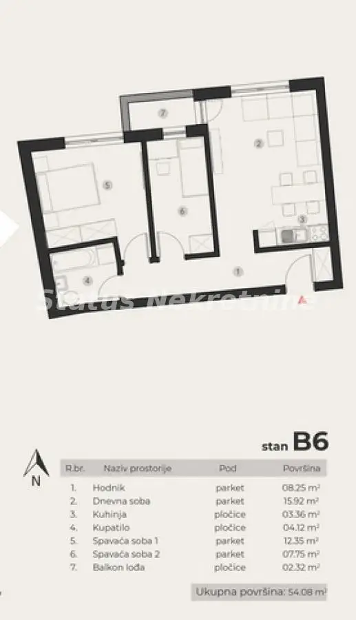 Stan 54m² — Podbara, Novi Sad