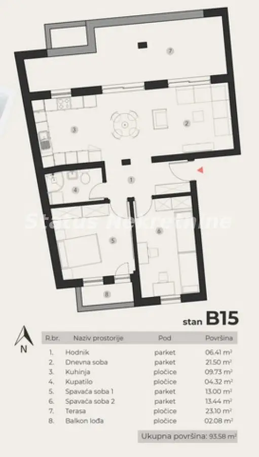 Podbara-direct sale-Large three-room apartment 94 m2 in a desirable top location-possibility of VAT refund-065/385 8880