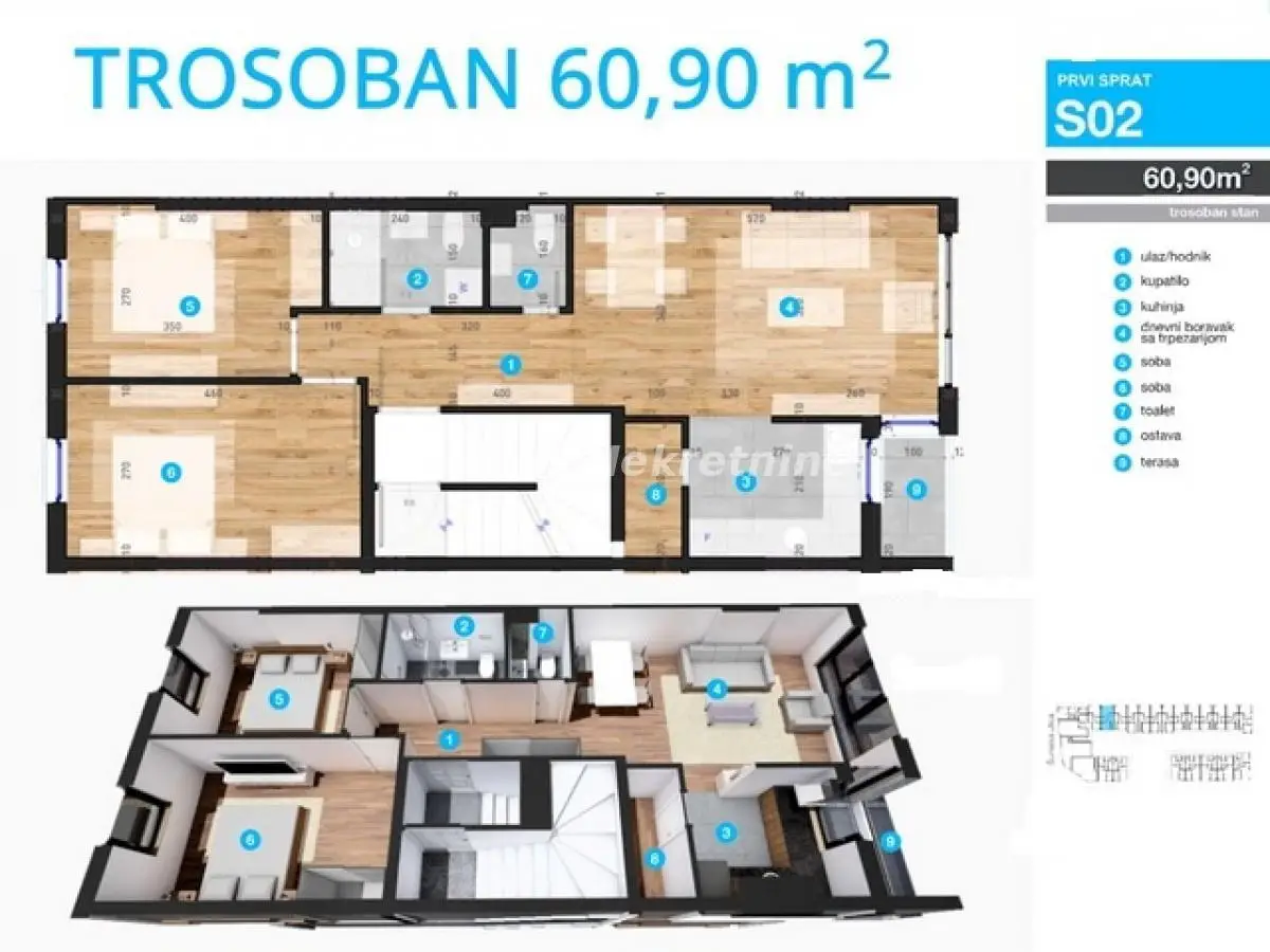 Južni Telep-Three-Bedroom Apartment 61 m2 Under Construction-VAT Refund-065/385 8880