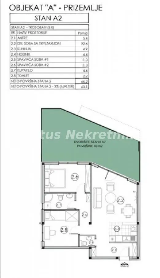 Sremska Kamenica - Three-room apartment 63 m2 on the ground floor with fenced yard and city view - 065/385 8880