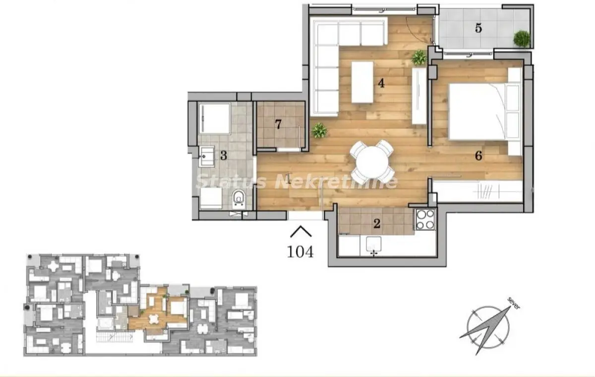 For sale two-room apartment – 42.52 m², Novi Sad