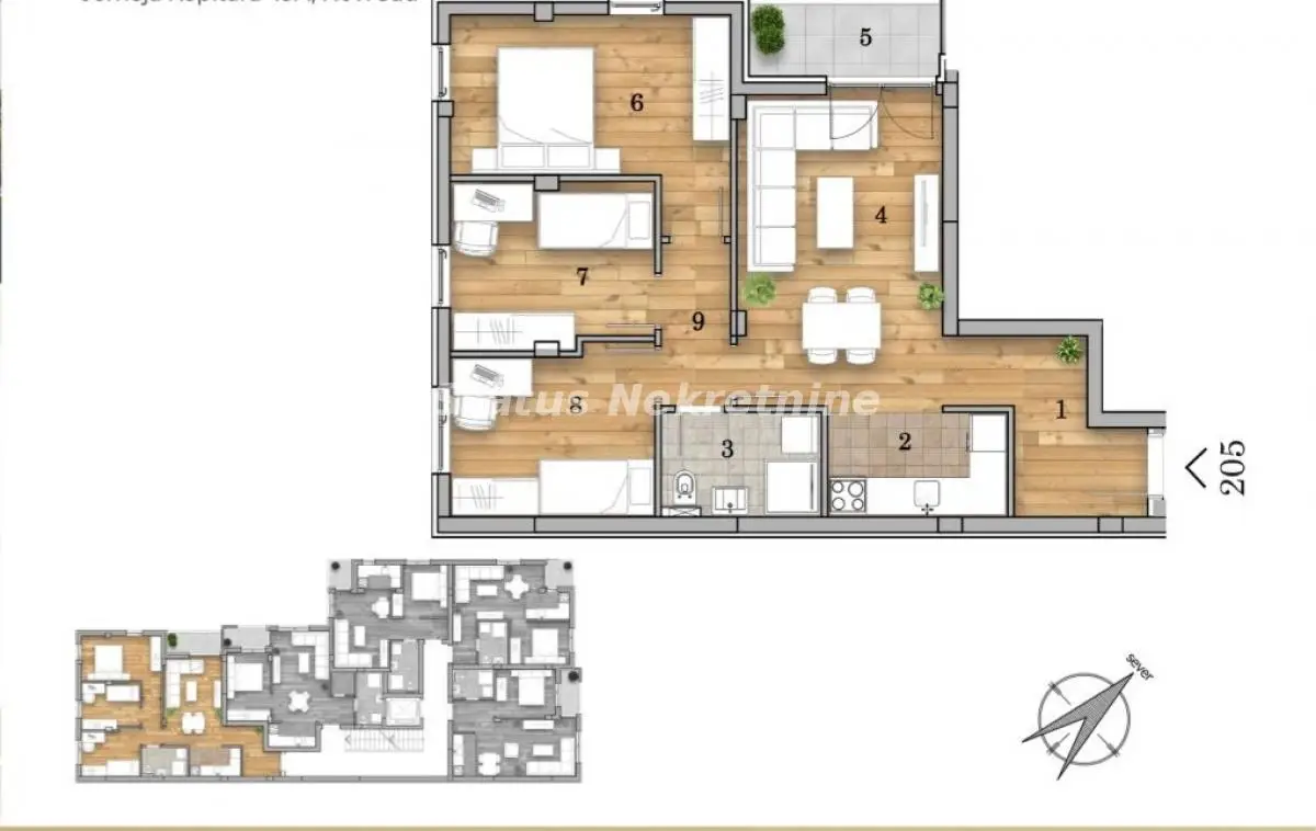 For sale four-room apartment – 69.13 m², Novi Sad