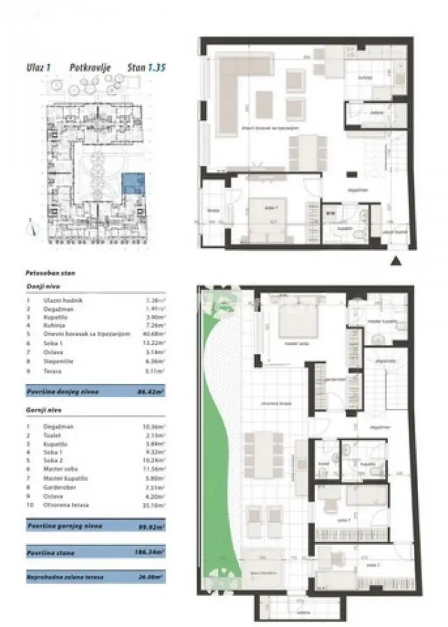 Center-Five-Bedroom Penthouse 186 m2 with 26 m2 Green Area Under Construction-VAT Refund-065/385 8880