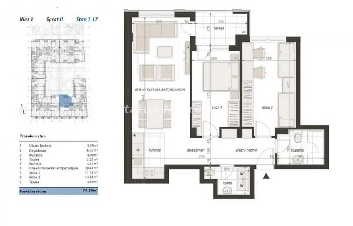 Stan 74m² — Centar, Novi Sad