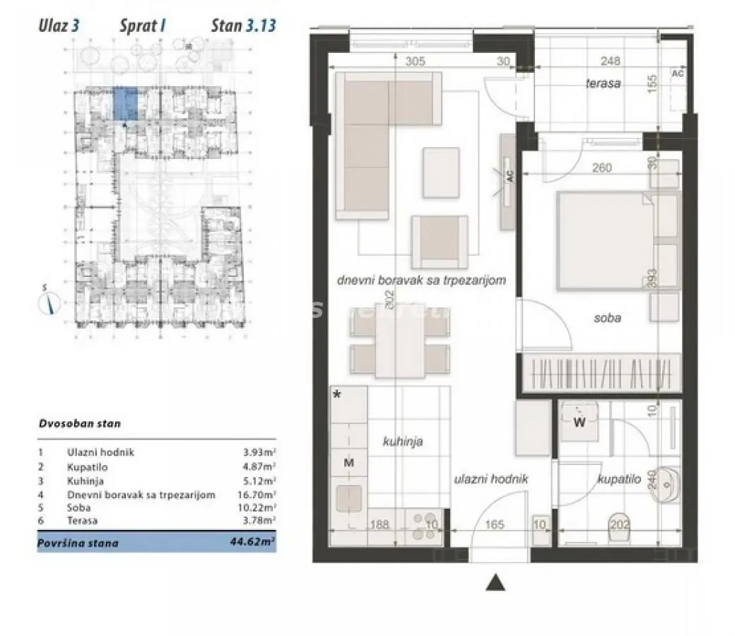 Stan 45m² — Centar, Novi Sad