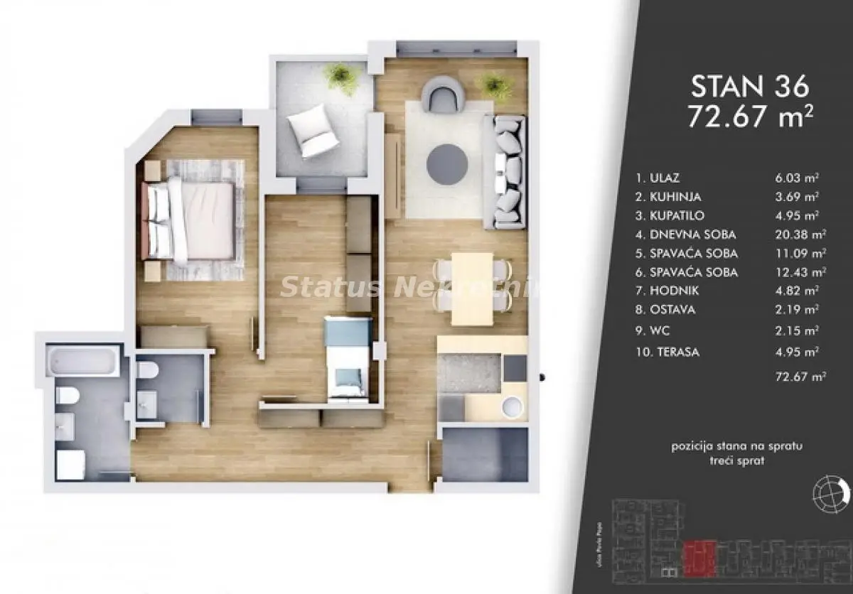 Center-Excellent Three-Bedroom Apartment 73 m2 Under Construction-VAT Refund-065/385 8880