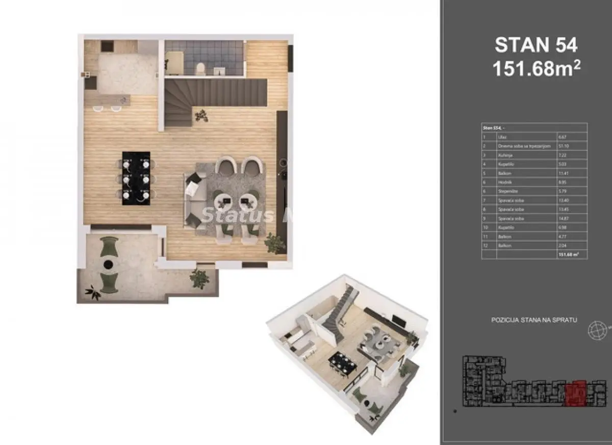 Centar-Fantastičan Četvorosoban PentHaus 152 m2 u Izgradnji-povraćaj PDV-a-065/385 8880