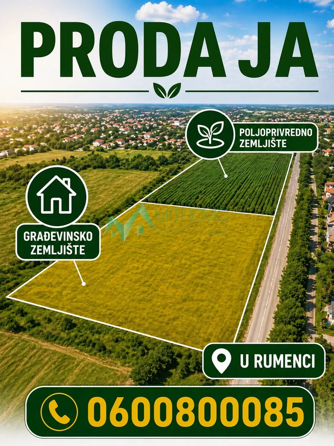 SALE OF BUILDING AND AGRICULTURAL LAND – RUMENKA (TOTAL 14,225 m²)