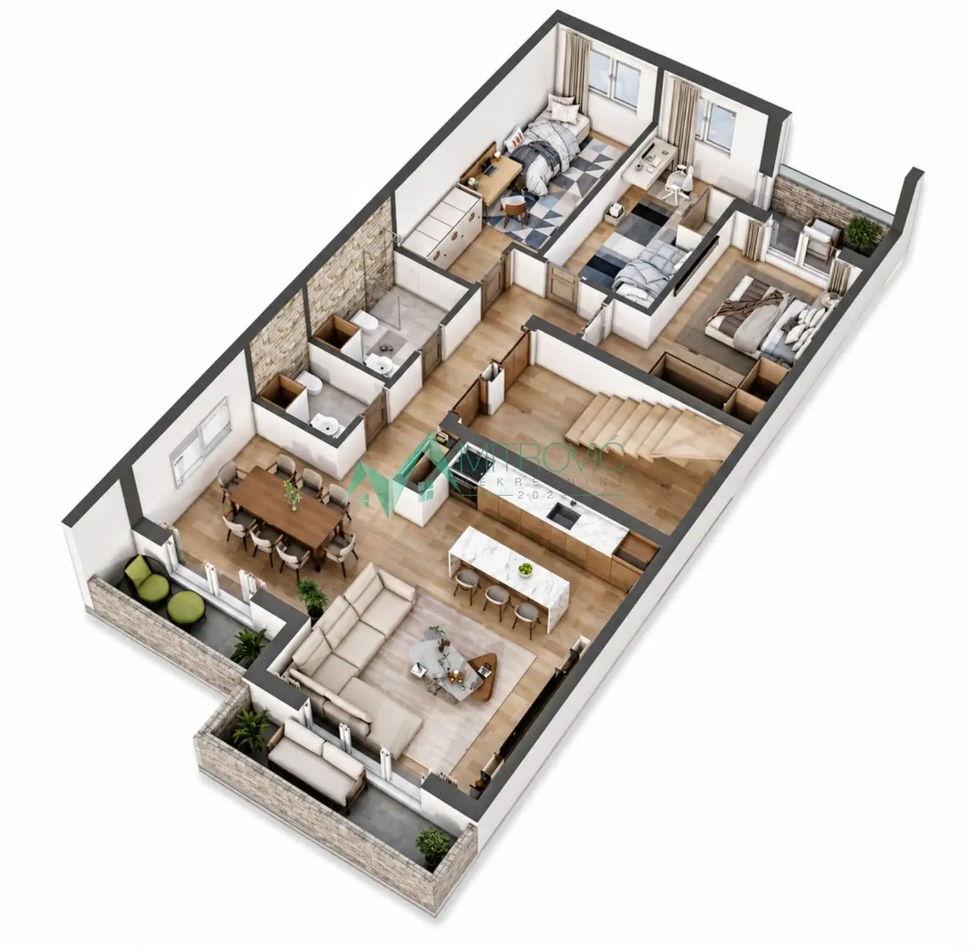 Novi Sad, Veternička rampa - Four-room apartment 97m2 with roof terrace and VAT refund