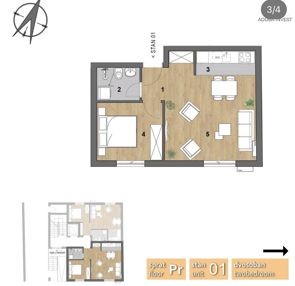 NOVI SAD. BULEVAR EVROPE. ONE-AND-A-HALF-ROOM APARTMENT. PLUS VAT (Svet nekretnine, Novi Sad, Reg. no. 405)