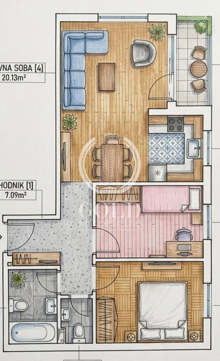THREE-ROOM APARTMENT FOR SALE UNDER CONSTRUCTION - TELEP ID#11981