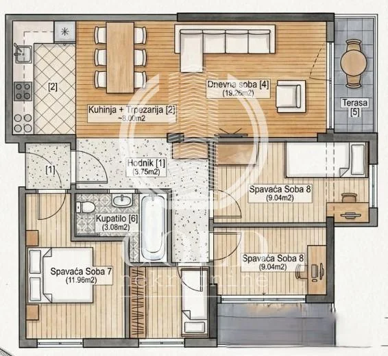 THREE-ROOM APARTMENT FOR SALE UNDER CONSTRUCTION - TELEP ID#11976
