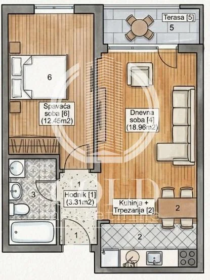 TWO-ROOM APARTMENT FOR SALE UNDER CONSTRUCTION - TELEP ID#11964