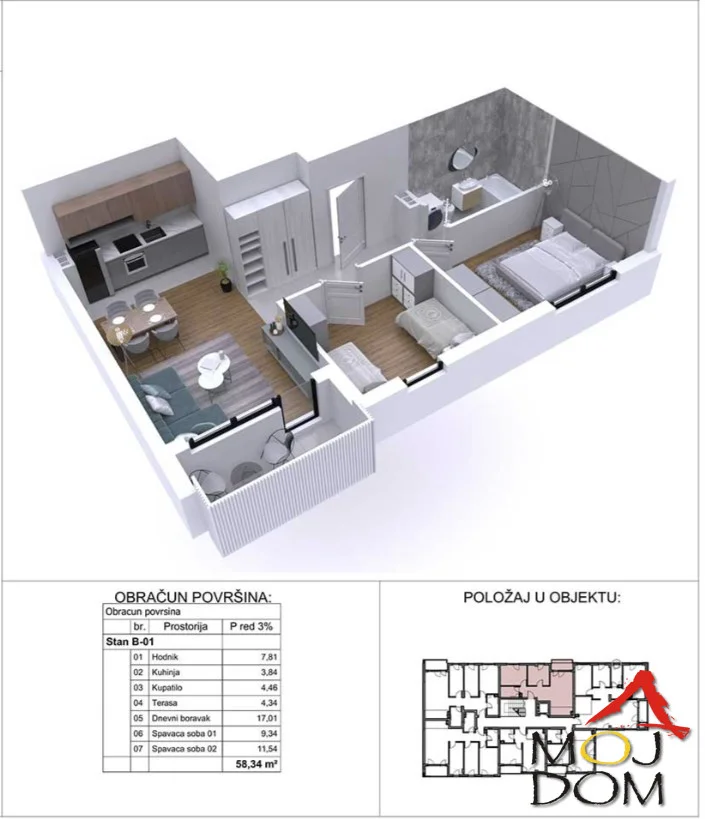 New construction, Podbara, Novi Sad 
Agency Moj Dom proudly presents a new build from a renowned investor in the wider center of Novi Sad. The residential complex consists of 2 buildings with apartments of various layouts and sizes. The sizes range from 39m2 to 110m2, and t