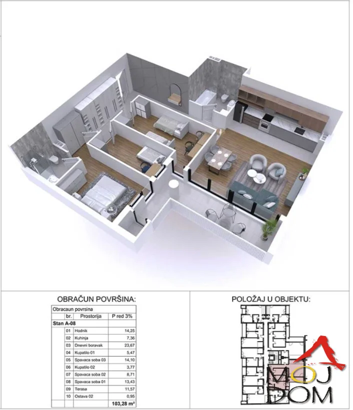 New construction, Podbara, Novi Sad 
Agency Moj Dom proudly presents a new build from a renowned investor in the wider center of Novi Sad. The residential complex consists of 2 buildings with apartments of various layouts and sizes. The sizes range from 39m2 to 110m2, and t