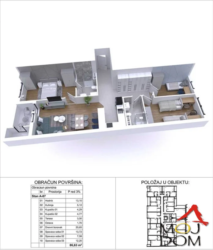 New construction, Podbara, Novi Sad 
Agency Moj Dom is proud to present new construction from a renowned investor in the wider center of Novi Sad. Residential complex of 2 buildings with apartments of various structures and sizes. The sizes range from 39m2 to 110m2, and t