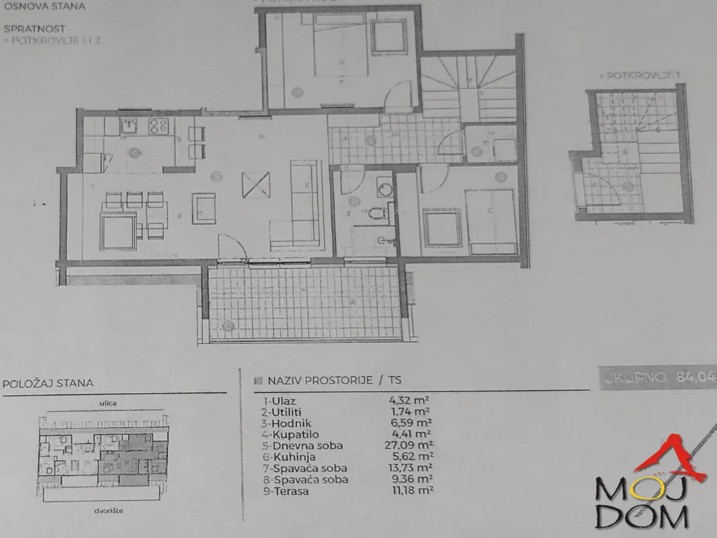 Two-and-a-half-room apartment in Petrovaradin
Agency Moj Dom sells, nice, spacious, two-and-a-half-room apartment in Petrovaradin. Apartment area is 84m2, designed as a duplex but first level is just the entry, while living space is on the second level. The price also includes