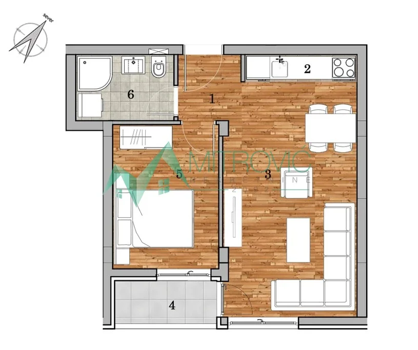 Two-bedroom apartment 42m2 under construction - Telep