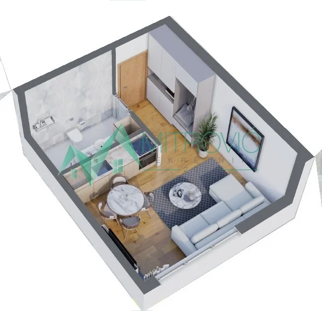 Novi Sad, Veternička rampa - One-bedroom apartment with garage 27m2