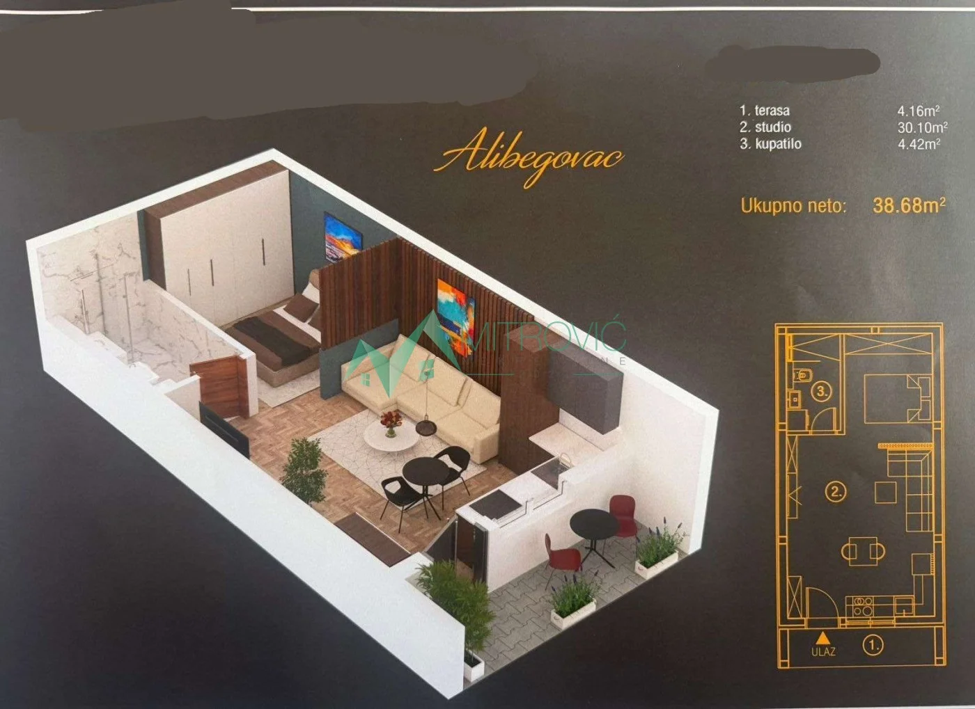 Two-room apartment in Alibegovac