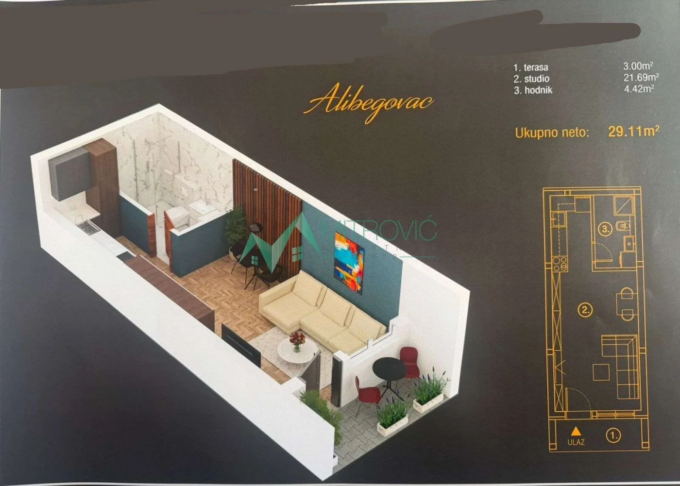 Studio apartment Alibegovac