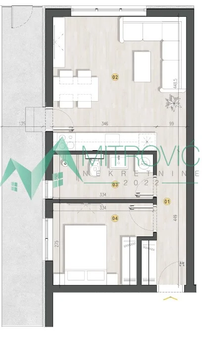 Novi Sad, Adice - Jednoiposoban stan 37m2 + terasa od 14m2 