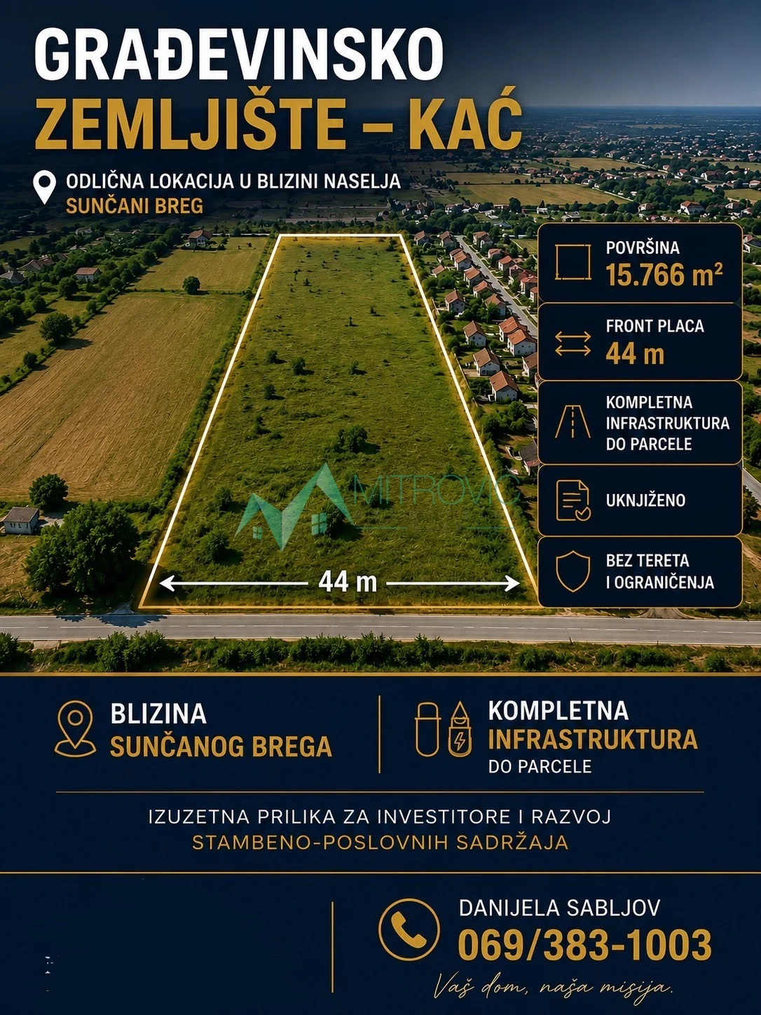 Kać - Zemljište u građevinskom području, površina 15.766 m2 - šifra nekretnine: 7000164 
