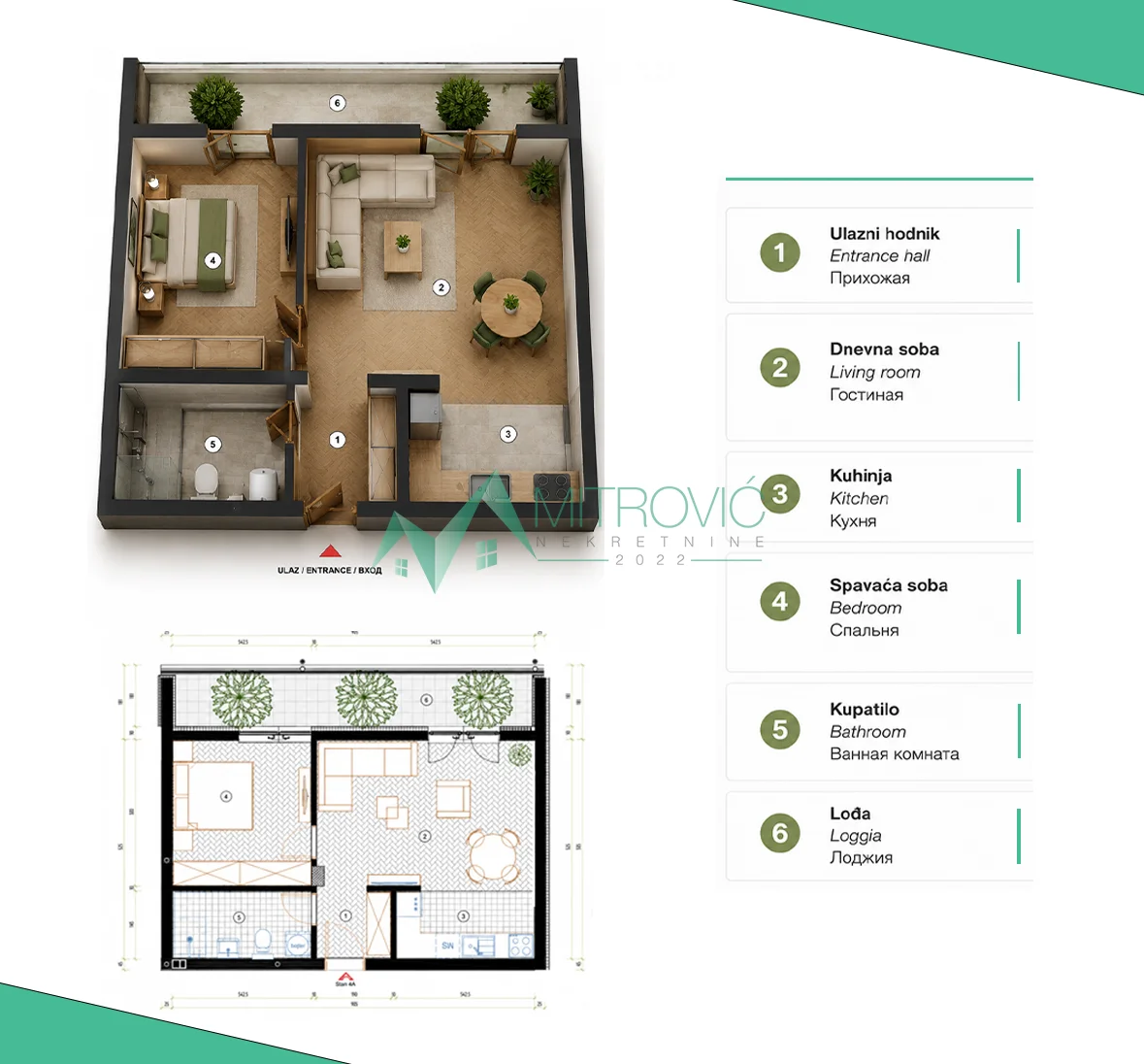 Dvosoban stan 45m2 - Sremska Kamenica 