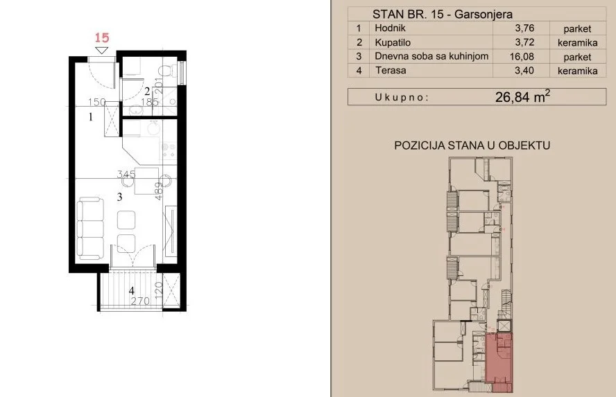 NOVI SAD. TELEP. GARSONJERA. SA PDV-OM(Svet nekretnine, Novi Sad, Reg. br. 405)