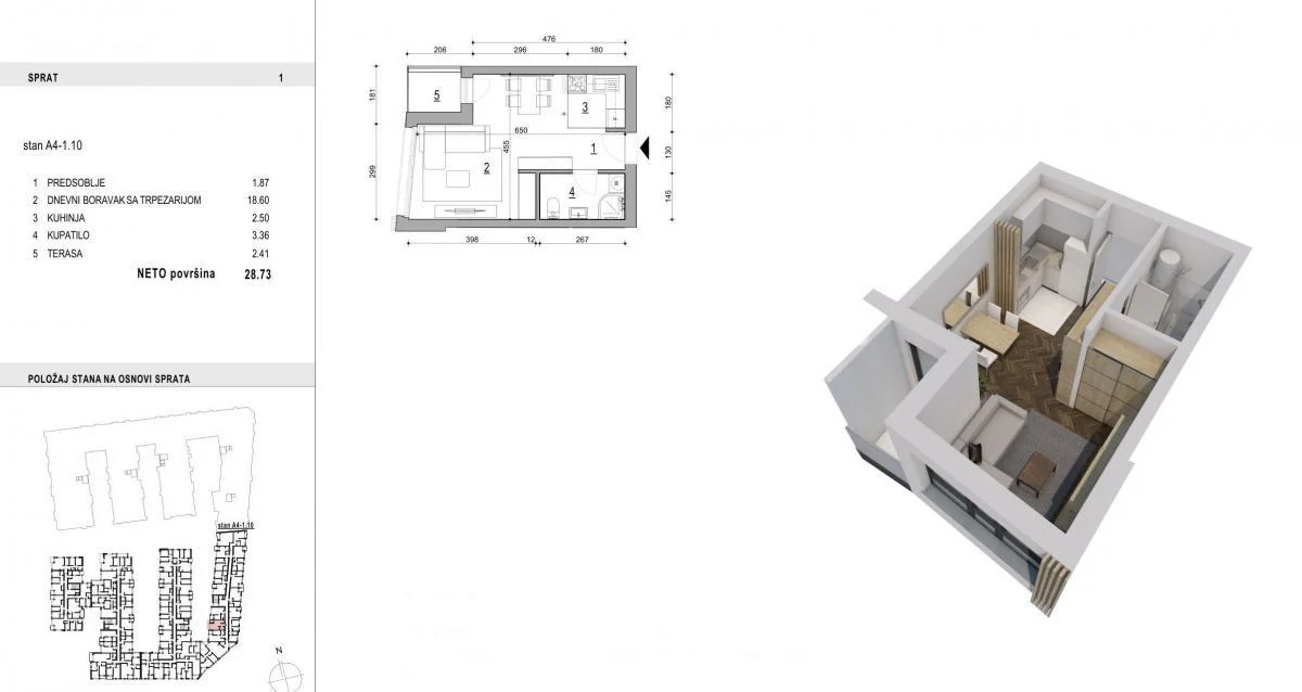 Mišeluk- Fantastična Garsonjera 29 m2 u Izgradnji na Top Lokaciji-povrat PDV-065/385 8880